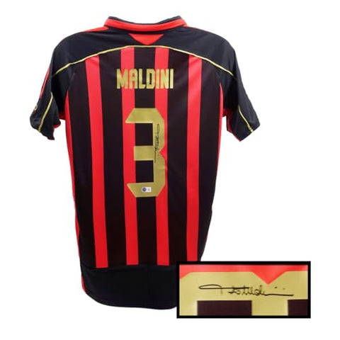Paolo Maldini Autographed Milan Home Soccer Jersey, Signed with Beckett COA Multi