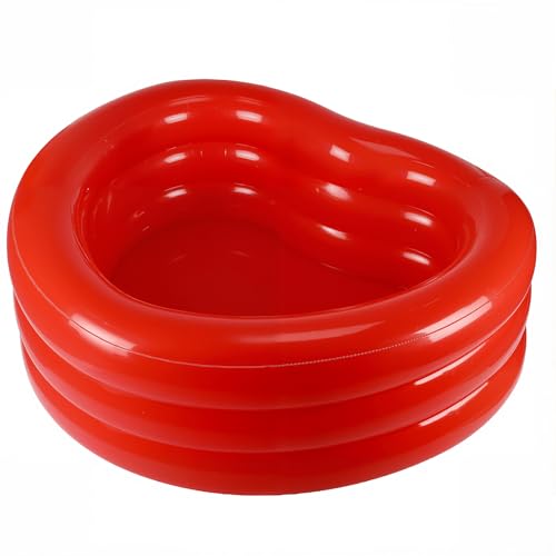 Silipull Giant Red Heart Shaped Inflatable Swimming Pool 71" x 63" x 24" Large Heart Blow up Pool Fits 2-3 Adults for Valentines Wedding Bachelorette Bride Summer Beach Party