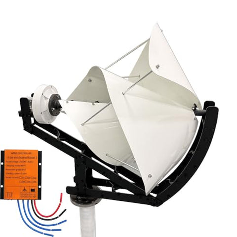 Archimedes 1kW Radio Telescope-Style Vertical Wind Turbine 12V/24V Off-Grid Home Wind Generator with 0.8m Aluminum Blades, Low Start-Up Wind, Three-Phase Permanent Magnet With MPPT (24, Volts)