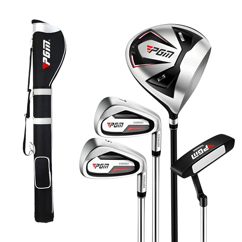 PGM Beginner Golf Clubs Sets OVERSEA for Men 5 Piece Includes Golf Driver, 7 Iron, Sand Wedge, Putter and Lightweight Carry Sunday Club Golf Stand Bag Right Handed
