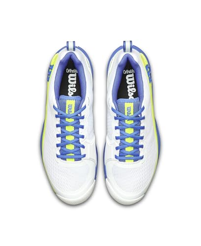 WILSON Rush Pro 4.5 Men's Tennis Shoe - White/Amparo Blue/Safety Yellow, Size 9.5 US