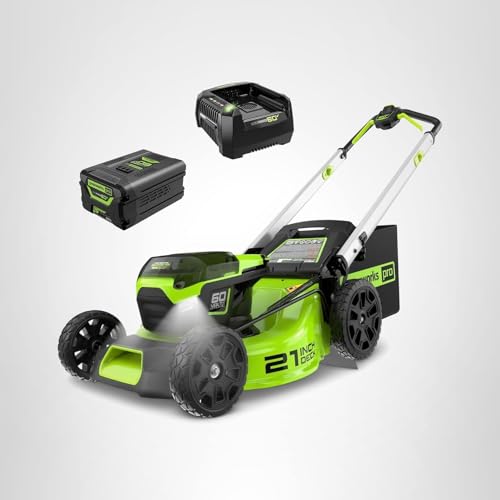 Greenworks 60V 21" Cordless Lawn Mower – 5.0Ah Battery & Rapid Chargerr(75+ Tool Compatibility, 60Min Runtime)