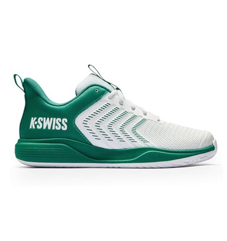 K-Swiss Men's Ultrashot Light Pickleball Tennis Shoe - Lightweight Court Shoes Lateral Movement Stable Support, White/Green 8.5 M