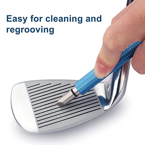 Bulex Golf Club Groove Sharpener, Re-Grooving Tool and Cleaner for Wedges & Irons - Generate Optimal Backspin - Suitable for U & V-Grooves, Blue