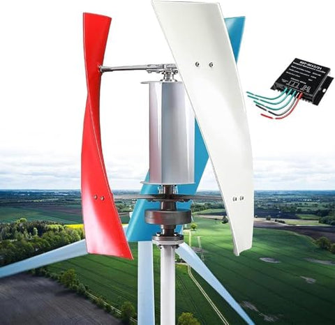 3000W Wind Turbine Generator Kit,12V/24V Vertical Axis Wind Turbine,Maglevs Winds Generator With Controller,Quiet 3 Leaves Small Household Windmill For Boats, Terraces, Cabins, Home,Industrial Energy