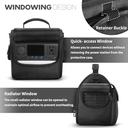 OCXLLEATLY Portable Power Station Carry Case Compatible with Anker PowerHouse 521-256Wh | 200W, Soft Storage Bag for Solar Generator, Charging Cable and Accessories