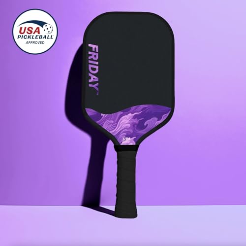 Challenger Friday Paddle, USA Pickleball Tournament Approved, T700 Carbon Fiber, Thermoformed Flat Top Design, Honeycomb Core, Tennis-Style Grip, Gritty Surface for Spin (Haze, 1)
