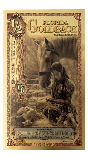 Wisemen Trading Florida 1/2 Goldback Gold foil Art Series “Spes” | 1/2000th of a Troy Oz of 24K Collectible Gold (1 Pack)