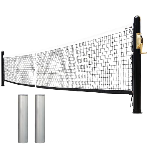 Seliyoo In-Ground Pickleball Net,Heavy-Duty Pickleball Posts,Regulation Tournament-Grade Size,22 FT Regulation Net, Premium-Grade Brass Winder, Galvanized Sleeves,Idea for Outdoor & Indoor Courts