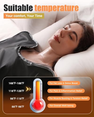 EHINI Infrared Sauna Blanket-Sauna Blanket for Home Use, Portable Design for Relaxation and Detoxification Highest 176℉, 20-60 Minutes Timer, 6 ft x 2.65 ft (Black)