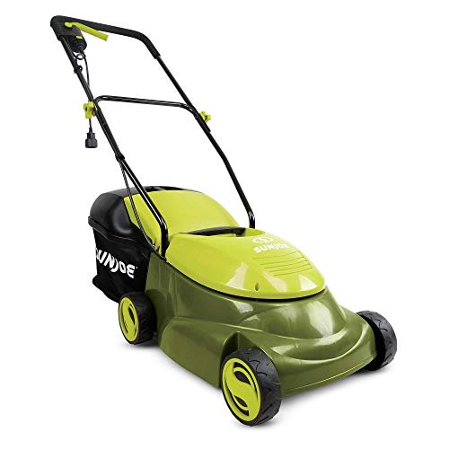 Sun Joe MJ401E 14-Inch 12-Amp Electric Lawn Mower w/Collapsible Handle for Storage, 3-Position Height Control, 10.6-Gallon Bag, Green