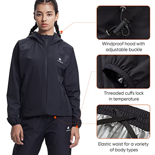 HOTSUIT Sauna Suit Women Machine Washable Sweat Sauna Jacket Pants Anti Rip Sweat Suits for Gym Workout