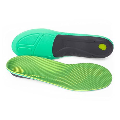 Superfeet RUN Comfort Carbon Fiber Orthotic Inserts Thick-Cushion Insoles for Running Shoes with High Arch Support, Unisex, Citron, 5.5-7 Men / 6.5-8 Women