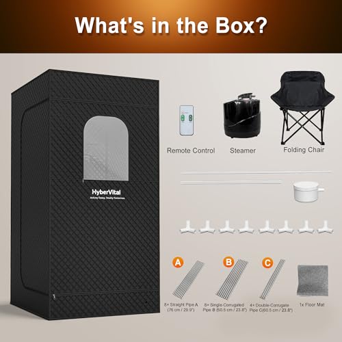 HyberVital Sauna Box, Portable Sauna for Home, Large Sauna Tent with 3.0L Steamer for Full Body SPA, Easy Assembly Quick Heat-Up Sauna Experience