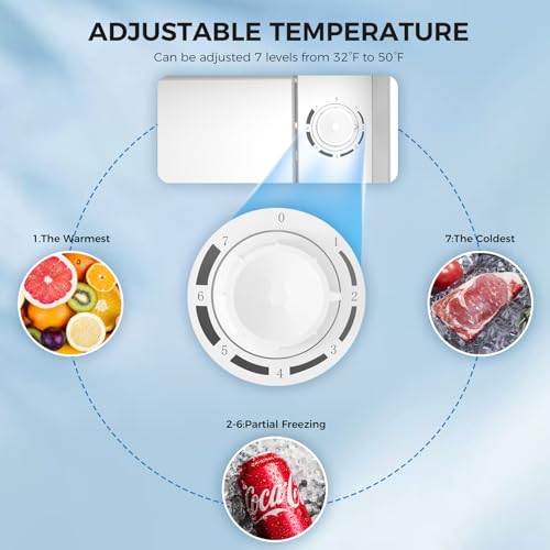 Antarctic Star Compact Refrigerator Mini Fridge with Freezer, Single Reversible Door, Dorm Fridge, Wire Shelf, Defrost Button, for Bedroom, Office, kitchen, 1.7 Cu. Ft, Black