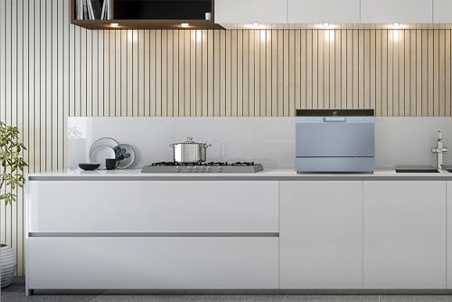 SPT SD-2224DS ENERGY STAR Compact Countertop Dishwasher with Delay Start - Portable Dishwasher with Stainless Steel Interior and 6 Place Settings Rack Silverware Basket, Silver