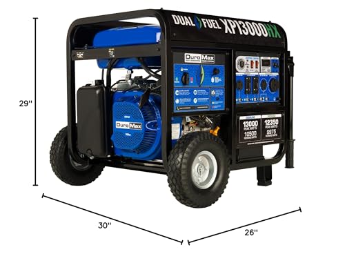 DuroMax XP13000HX 13,000-Watt Dual Fuel Portable Generator - Gas & Propane, Electric Start, Whole Home Power Backup, Transfer Switch Ready, RV & Emergency Ready