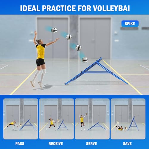 Winthai 4x4FT Volleyball Rebounder Net, Soccer Rebounder Pitchback Net with 2 x 6-Angle Quick Adjustments, Target Ribbon for Precision, Easy Quick Setup,Ideal for Baseball Softball and Sport Training