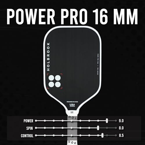 Holbrook Power Pro Elite Pickleball Paddle: USAPA Approved, Carbon Fiber Surface, Power, Control, Spin, Edgecraft Foam Polypropylene Honeycomb Core - 16mm
