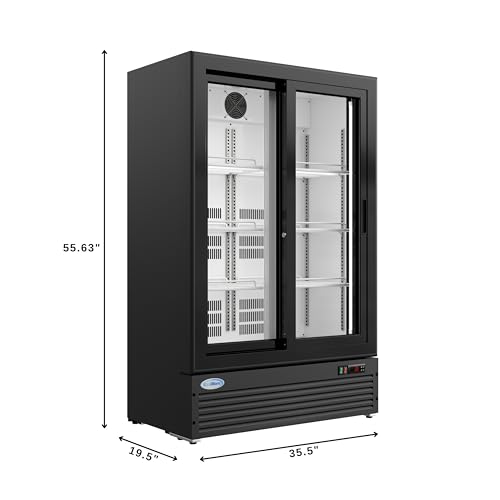 KoolMore 35 in. Retail Display Refrigerator, 10 Cu. Ft. Low Height Merchandiser Cooler, Aisle End Grab-and-Go Beverage Display Fridge for Convenience Stores, Supermarkets & Checkout, Black