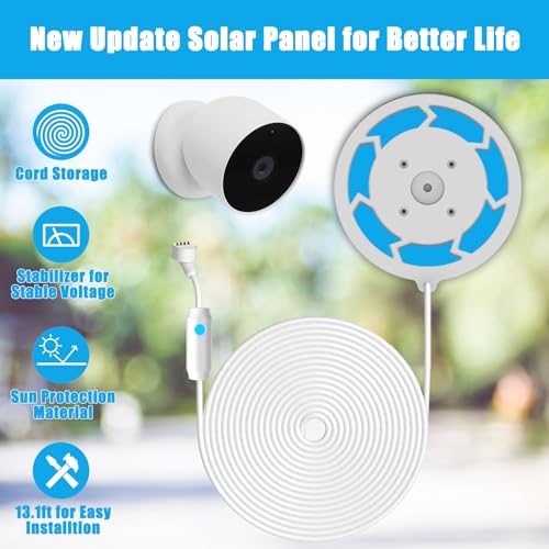 6W Solar Panel Compatible with Google Nest Camera Outdoor & Indoor (Battery Version), Solar Power Charger for Google Nest Cam with Indicator Light,13ft Cable IP66 Weatherproof Solar Panel