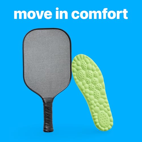 4D Pickleball Insoles for Men & Women - Memory Foam Soles Cloud Shoe Inserts - Trim to Fit Steppers Insoles for Foot Pain Fatigue Relief (Green, L)