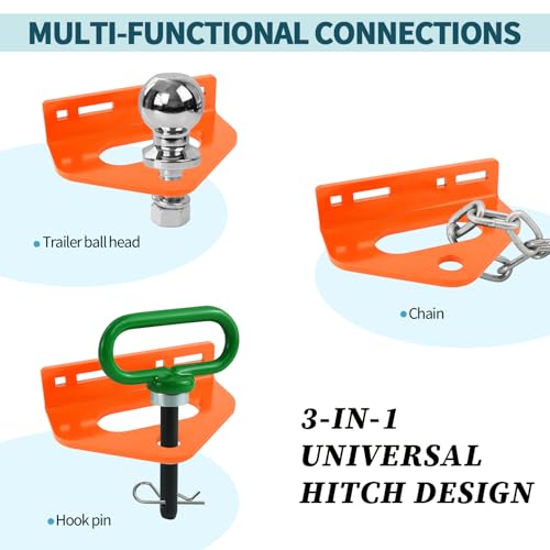 Zero Turn Mower Trailer Tow Hitch 1/4"(6mm) - Heavy Duty Lawn Mower Hitch with 3/4" Hole Center, Adjustable Slot Design, 2 Types of Carriage Bolts - Multi-Functional Trailer Hitch for Lawn Mowers