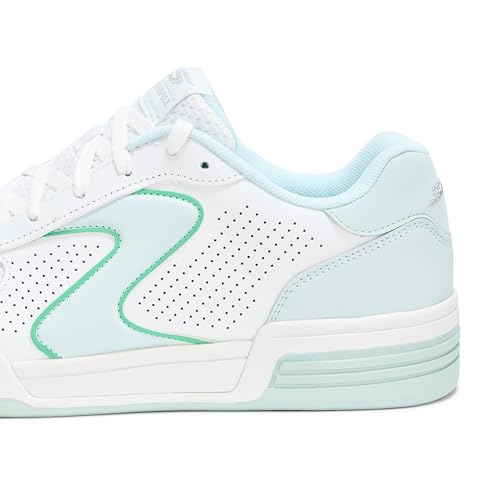 Skechers Women's Viper Court Classic Pickleball Sneaker, White/Blue, 11
