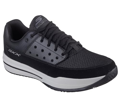 Skechers Men's Viper Court Luxe Pickleball Sneaker, Black/White, 8.5