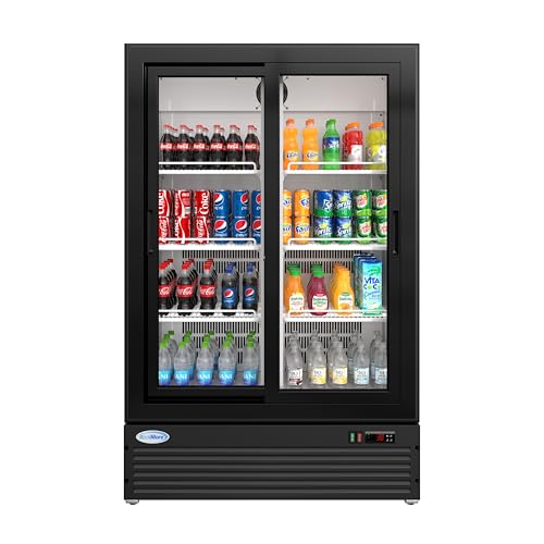 KoolMore 35 in. Retail Display Refrigerator, 10 Cu. Ft. Low Height Merchandiser Cooler, Aisle End Grab-and-Go Beverage Display Fridge for Convenience Stores, Supermarkets & Checkout, Black
