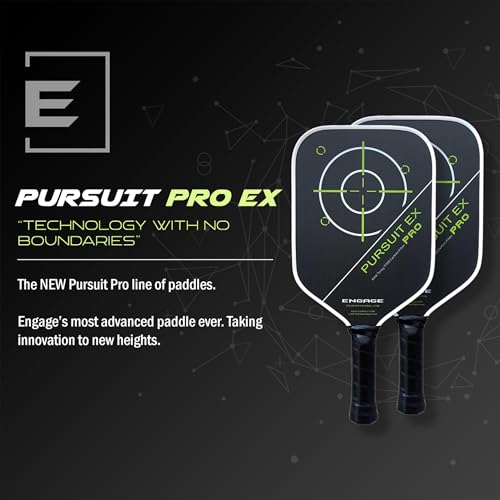 Engage Pursuit Pro EX Pickleball Paddle – Widebody Shape, Raw T700 Toray Carbon Fiber Face, 13mm Control Pro “Black” Core (Alpine Lime, Lite (7.5-7.8oz))