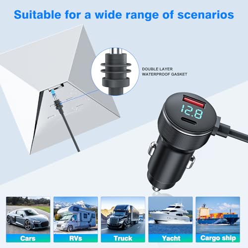 3-in-1 Starlink Mini Cable 10ft/3m, High Speed Charging USB C/USB A Ports, 12-48V Starlink mini car Charger to DC Cable Waterproof Accessorys