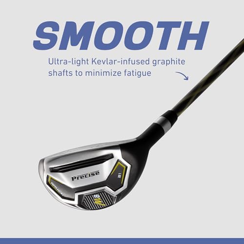 Precise M8 Men’s 17-Piece Golf Set – Driver, Woods, Hybrids, Irons (6-SW), Putter, Stand Bag, 4 Headcovers and Rainhood – K-G Lite Kevlar Shafts - Right Hand, Regular Size