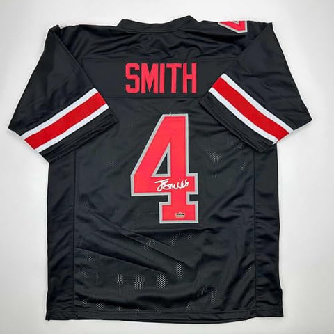 Facsimile Autographed Jeremiah Smith Ohio State Black Reprint Laser Auto College Football Jersey Size Men's XL