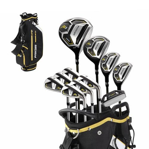 Precise M8 Men’s 17-Piece Golf Set – Driver, Woods, Hybrids, Irons (6-SW), Putter, Stand Bag, 4 Headcovers and Rainhood – K-G Lite Kevlar Shafts - Right Hand, Regular Size