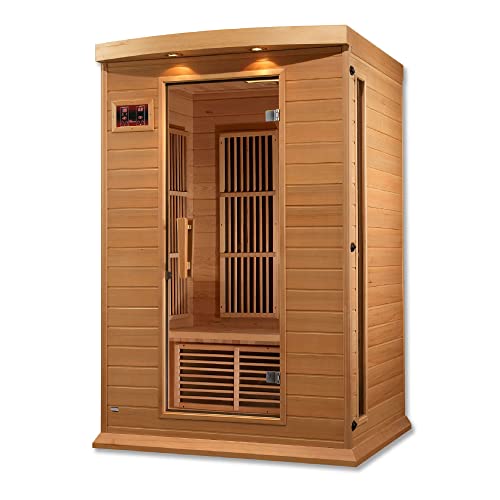 Dynamic Saunas 2-Person Low EMF FAR Infrared Sauna with Chromotherapy Lighting and Speakers, Maxxus Toulouse - Personal Indoor Dry Heat Sauna for Home & Gym – Made from Canadian Hemlock