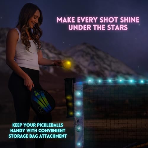 Prime Finds LED Portable Pickle-Ball Net, 22ft Regulation Size, 4 LED Pickle-Balls, 12 Pickleball Court Markers