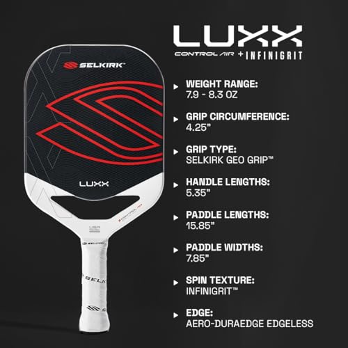Selkirk Sport LUXX Control Pickleball Paddle | Carbon Fiber Paddles with Polypropylene X7 Core | Designed for Unmatched Control and Added Power | Epic Black