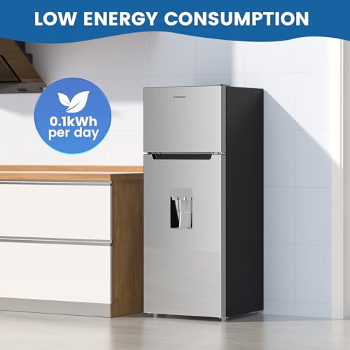 BANGSON 7.3 Cu.Ft Refrigerator with Water Dispenser, Apartment Refrigerator with Freezer, Adjustable Thermostat, Low Noise, Fridge for Office, Kitchen, and Home, Silver