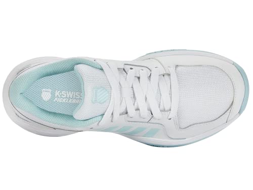 K-Swiss Women's Court Express Pickleball Shoe, White/Blue Glow, 8.5 M