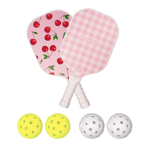 Sonix | USAPA Approved | Pickleball Paddles Set of 2 | Fiberglass Surface Pickle Ball Set with 2 Rackets, 4 Balls, & Bag | Cherry on Top