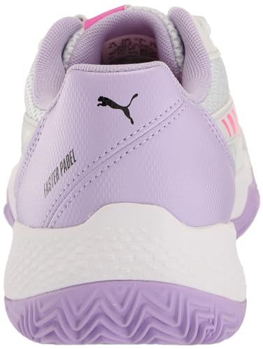 Puma Womens Nova Court Pickleball Shoe, Silver Mist-Puma Womens White-Vivid Violet, 10.5