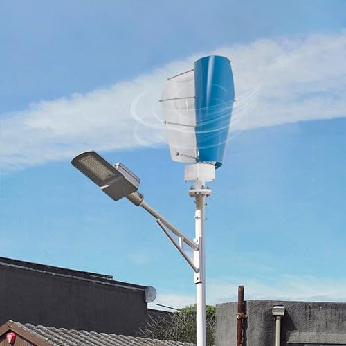 Wind Turbine, 1000W 12V Vertical Axis Wind Turbine Generator Controller Wind Generator Kit Wind Turbine Machine Wind Power Generator Wind Power Tool for Home, Business, Boats, Gazebos (White and Blue)