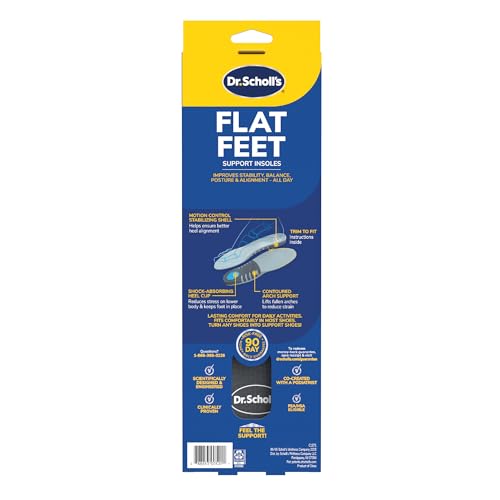 Dr. Scholl’s Flat Feet Support Insoles for Men, Size 8-14: Immediately Relieve Discomfort, Cradle Feet & Improve Ankle Alignment, Due to Overpronation, Low & Fallen Arches, Reduces Lower Body Stress