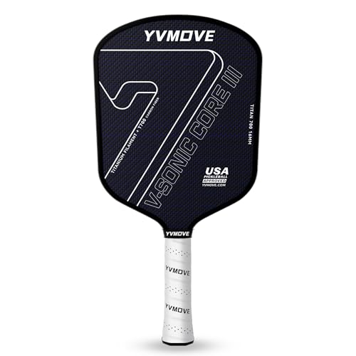 Pickleball Paddles for Advanced Players | Control & Power | Ti-Carbon Hybrid Face | V-Sonic III Kinetic Core 16MM | Large Sweet Spot | Mid-Weight | Extended Grip | USAPA (Black)