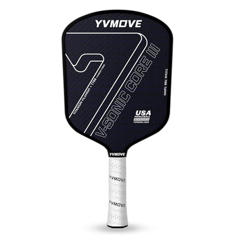 Pickleball Paddles for Advanced Players | Control & Power | Ti-Carbon Hybrid Face | V-Sonic III Kinetic Core 16MM | Large Sweet Spot | Mid-Weight | Extended Grip | USAPA (Black)