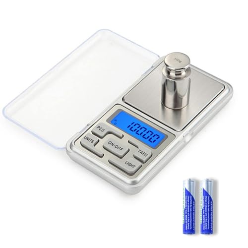 SKEAP Digital Pocket Gram Scale 500g x 0.01g, Portable Mini Scale for Small Food, Coin, Jewelry, Gold, Powder, Reloading, Grams and Ounces, Batteries Included