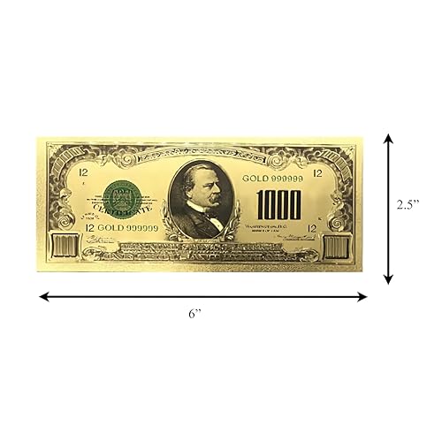 Collectible 1000 Dollar American Bill 24k Gold Plated Fake Banknote Currency for Decoration