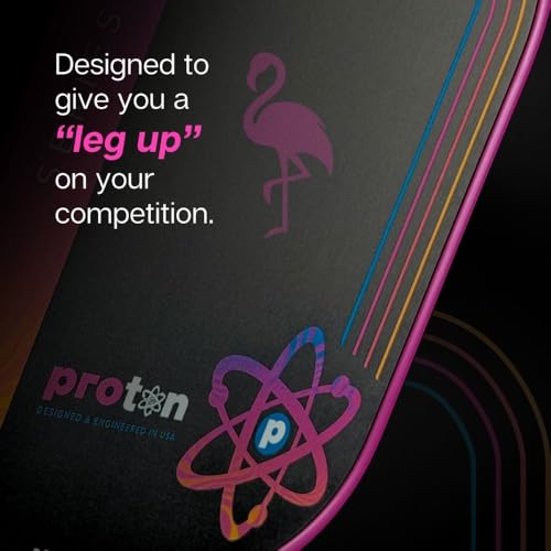 Proton Series Three Project Flamingo Pickleball Paddle - 15mm Velocity Core & Carbon Fiber Face (Blue, Widebody)