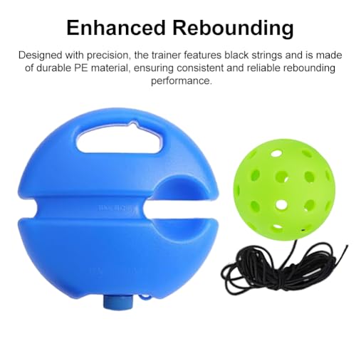 Trasylph Tennis Trainer Rebound Ball with 3 Green Pickleballs, Portable Tennis Self Training Tool, Suitable for Beginners to Seasoned Players, Blue, 20 x 20 x 4 cm (7.87 x 7.87 x 1.57 inches), 1 Count